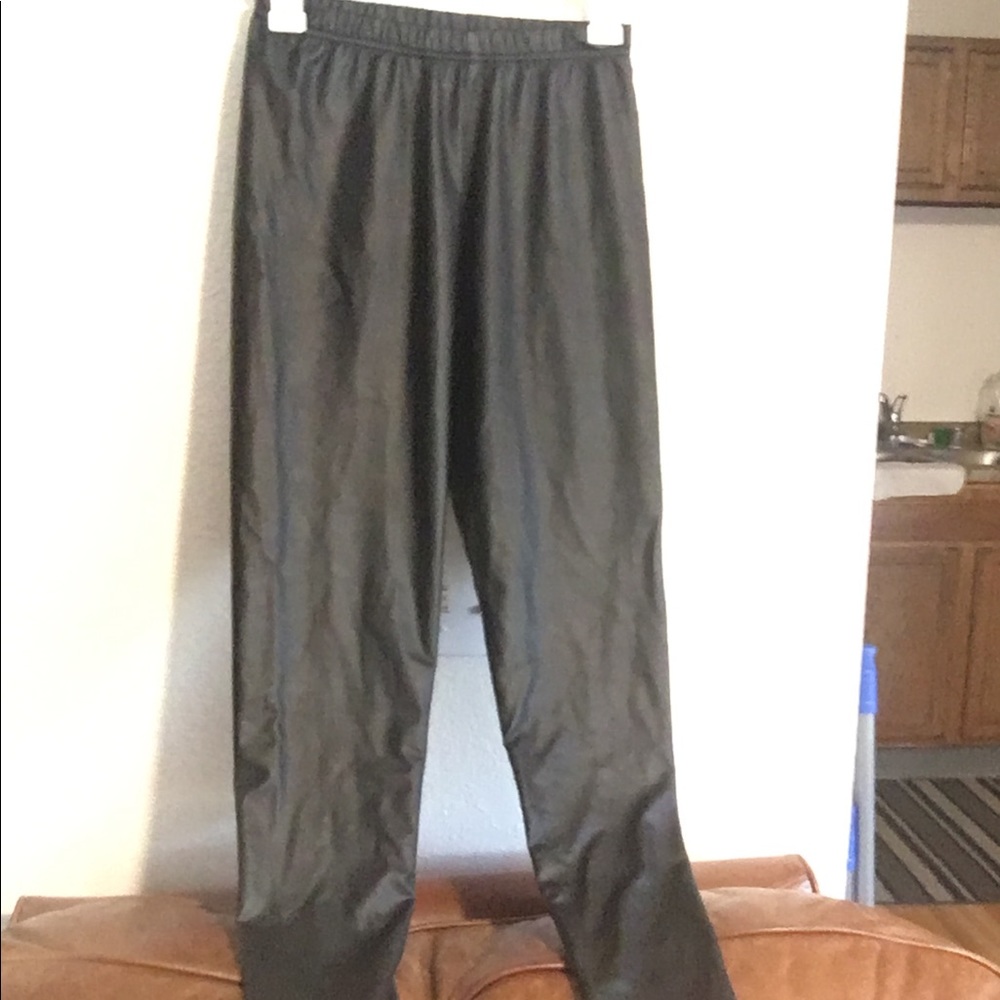 Faux leather leggings.